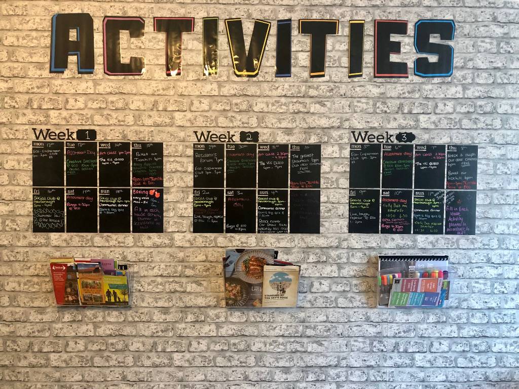 Activities board for residents